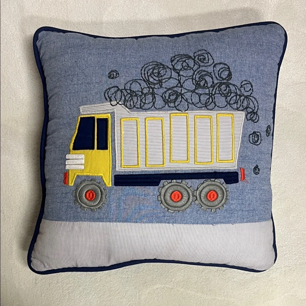 Pottery Barn Dump Truck Embroidered Pillow